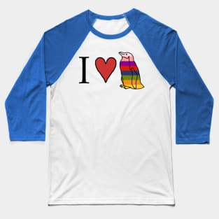 I Love a Rainbow Penguin Baseball T-Shirt